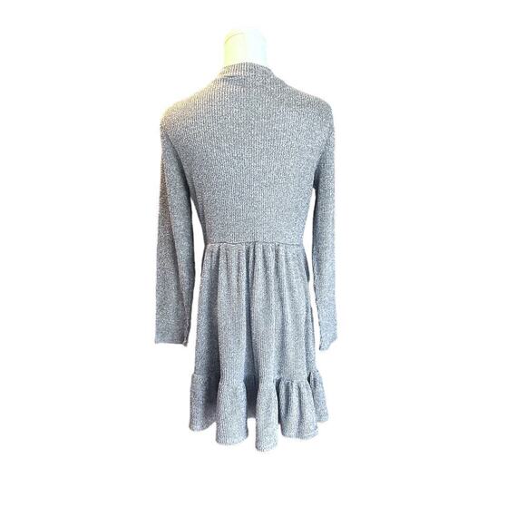 Emma & Michele Grey Ribbed Fit and Flare Long sleeve Dress Medium - Picture 3 of 9